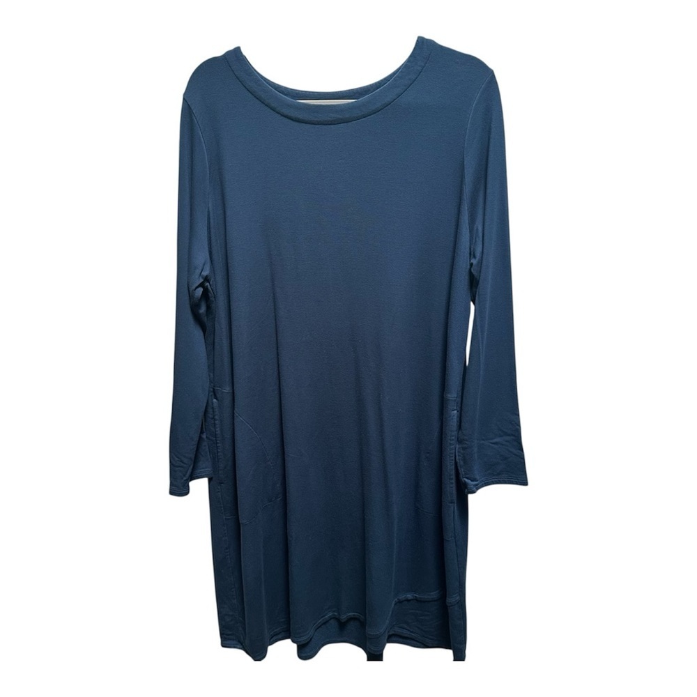 Long Sleeve A-Line Tunic Dress in Deep Blue